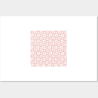 Floral Checker Board - pastel blush pink Posters and Art